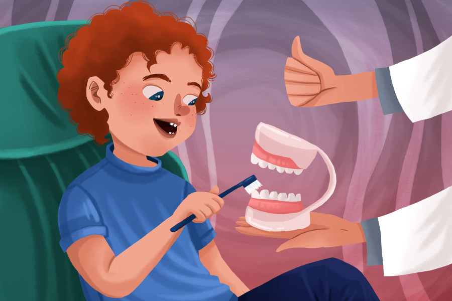 child learning to properly brush his teeth to reverse early tooth decay and prevent cavities